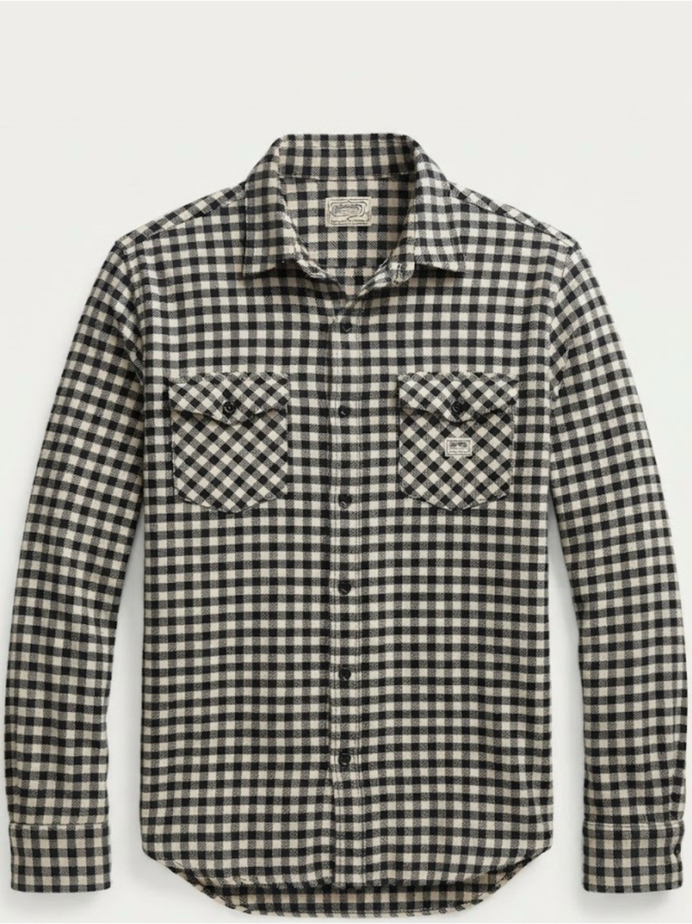 Denim & Supply Ralph Lauren Black & White Check Button-Down Shirt, 100% Cotton L
